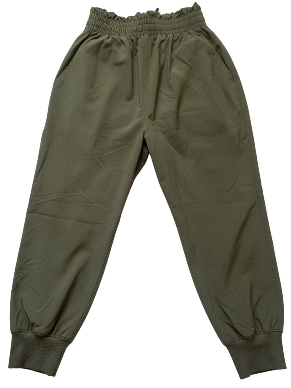 Olive Green Elastic Waist Jogger Pants